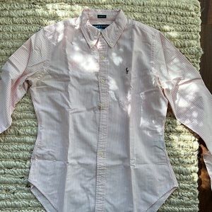 Ralph Lauren Pink White striped button down